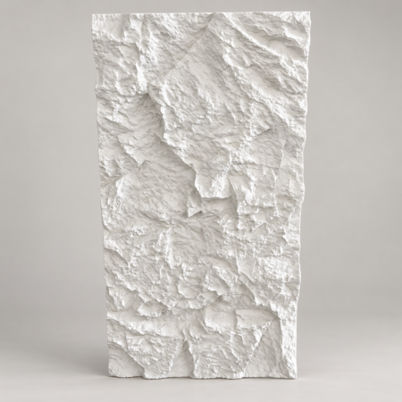 Panou decorativ 3D tip roca prezentat individual, cu finisaj mat si relief pronuntat